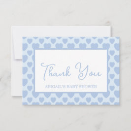Blue Hearts Baby Shower Dankeskarte
