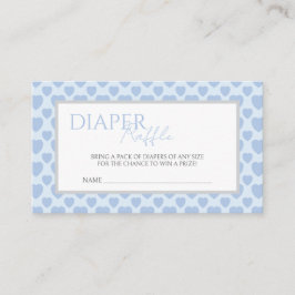 Blue Hearts Baby Shower Diaper Raffle Begleitkarte