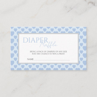 Blue Hearts Baby Shower Diaper Raffle Begleitkarte