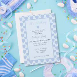 Blue Hearts Baby Shower Einladung