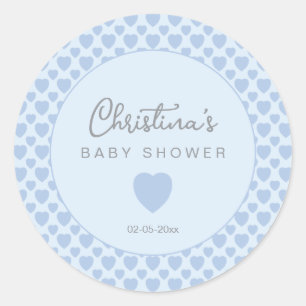 Blue Hearts Babyparty Runder Aufkleber