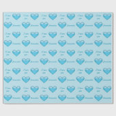 Blue Hearts & Custom I Liebe Sie Text mit beliebig Geschenkpapier (Flach)