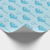 Blue Hearts & Custom I Liebe Sie Text mit beliebig Geschenkpapier (Ecke)