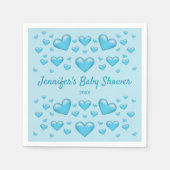 Blue Hearts & Custom Text - Babydusche Serviette (Vorderseite)