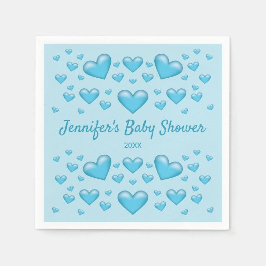 Blue Hearts & Custom Text - Babydusche Serviette (Vorderseite)