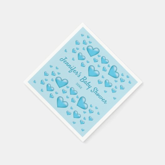 Blue Hearts & Custom Text - Babydusche Serviette (Ecke)
