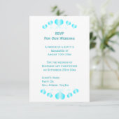 Blue Hearts Design Hochzeit RSVP Karte (Stehend Vorderseite)