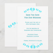 Blue Hearts Design Hochzeit Save The Date (Vorne/Hinten)