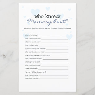 Blue Hearts, die Mommy Best Baby Shower Game kenne