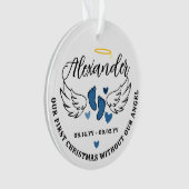 Blue Hearts First Christmas Without Angel Photo Ornament (Vorderseite)