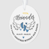 Blue Hearts First Christmas Without Angel Photo Ornament (Vorderseite)