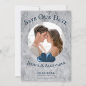 Blue Hearts Foto Save the Date (Vorderseite)