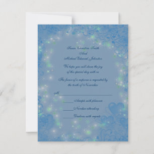 Blue Hearts Funkelnd Lights Hochzeit RSVP Karte