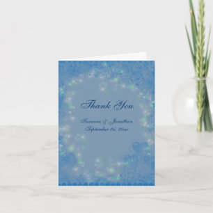 Blue Hearts Funkelnd Lights Personalisiert Hochzei Dankeskarte