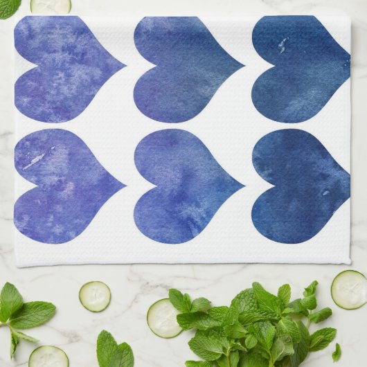 Blue Hearts Geschirrtuch (Gefaltet)