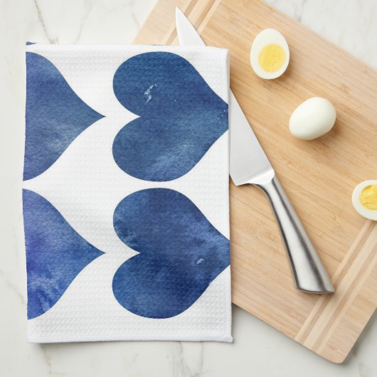 Blue Hearts Geschirrtuch (Viertel Falte)