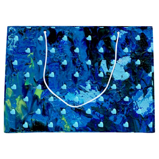 Blue Hearts Große Geschenktüte (Vorderseite)