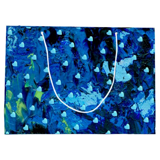 Blue Hearts Große Geschenktüte (Rückseite)