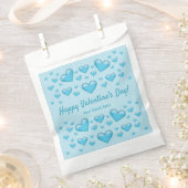 Blue Hearts Happy Valentine's Day & Custom Text Geschenktütchen (Ausgeschnitten)