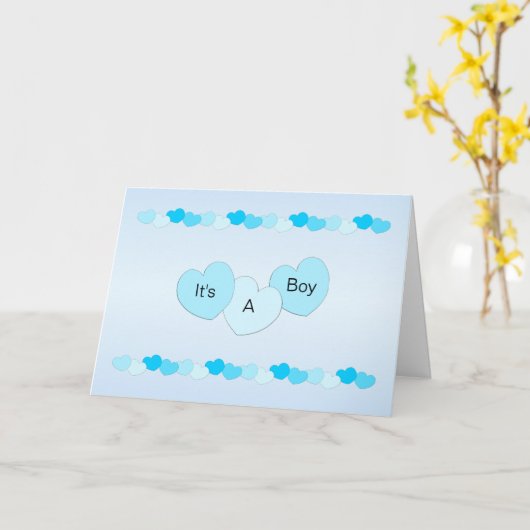 Blue Hearts New Geboren Baby Boy Karte (Gelbe Blume)