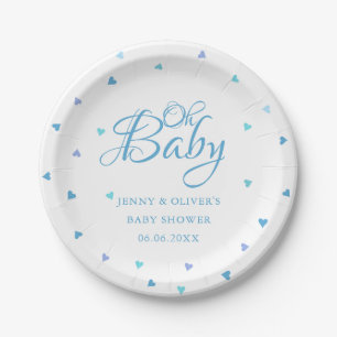 Blue Hearts Oh Baby Paare Baby Boy Shower Pappteller