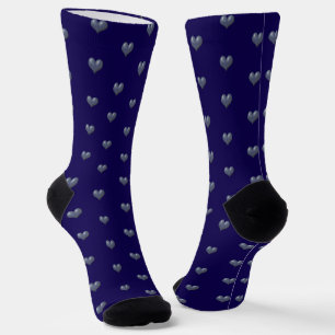 Blue Hearts on Blue Socken