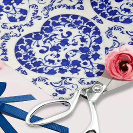 Blue Hearts on Keramik - 6 Fliesen - Decoupage Cra Seidenpapier