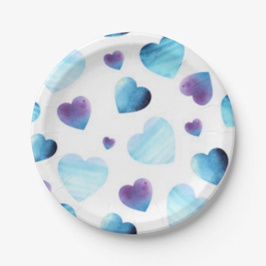 Blue Hearts Pappteller (Vorderseite)