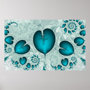 Blue Hearts Pattern Poster