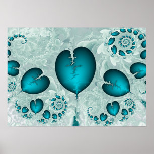 Blue Hearts Pattern Poster