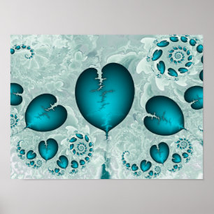 Blue Hearts Pattern Poster