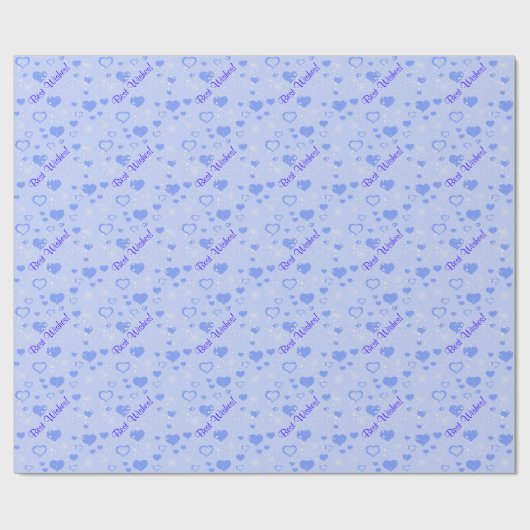 Blue Hearts Pattern Wedding Geschenkpapier (Flach)