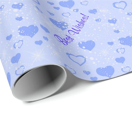 Blue Hearts Pattern Wedding Geschenkpapier (Rolleneckpunkt)