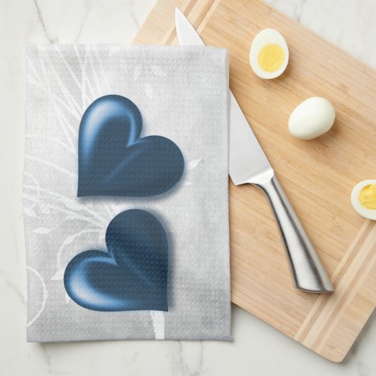 Blue Hearts Personalisiert Kitchtuch Geschirrtuch (Viertel Falte)