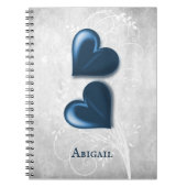 Blue Hearts Personalisiert Notebook Notizblock (Vorderseite)