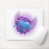 Blue Hearts Rose und Flüge Mousepad (Mit Mouse)