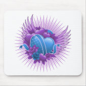 Blue Hearts Rose und Flüge Mousepad (Vorne)