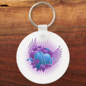 Blue Hearts Rose und Flüge Schlüsselanhänger (Vorderseite)