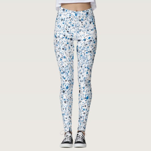 Blue Hearts Spritzer Paint, Abstrakt Leggings (Vorderseite)