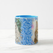 Blue Hearts, Square Instagram Katze 2 Foto Tasse (Zentrum)