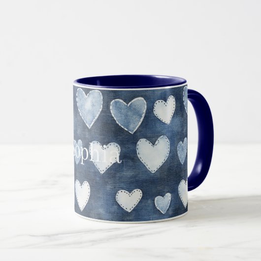 Blue Hearts Tasse (VorderseiteRechts)