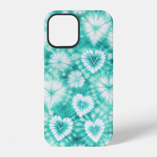 Blue Hearts Tie Dye iPhone Hülle (Rückseite)
