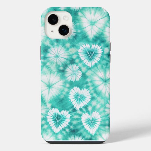 Blue Hearts Tie Dye iPhone Hülle (Rückseite)