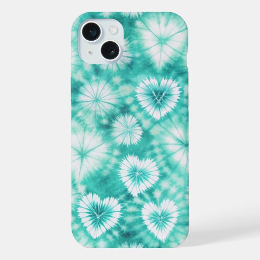 Blue Hearts Tie Dye iPhone Hülle (Rückseite)