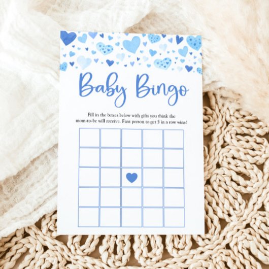 Blue Hearts Valentine Baby Bingo Baby Showspiel Einladung