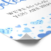 Blue Hearts Valentine Baby Dusche Begrüßungszeiche Poster (Ecke)
