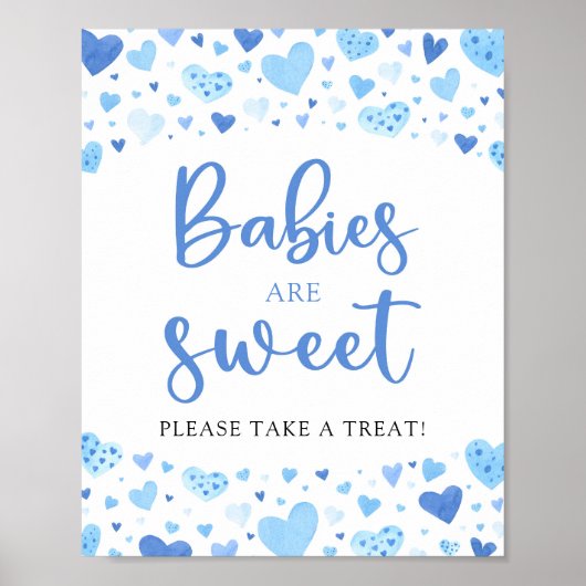Blue Hearts Valentine Baby Shower Babies sind süß Poster (Vorne)