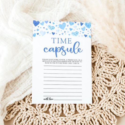 Blue Hearts Valentine Baby Shower Time Kapsel Einladung