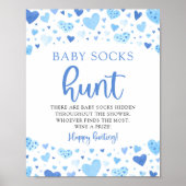 Blue Hearts Valentine Baby Socks Hunt Baby Dusche Poster (Vorne)