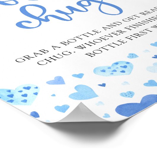 Blue Hearts Valentine Flasche Umarmung Babydusche  Poster (Ecke)